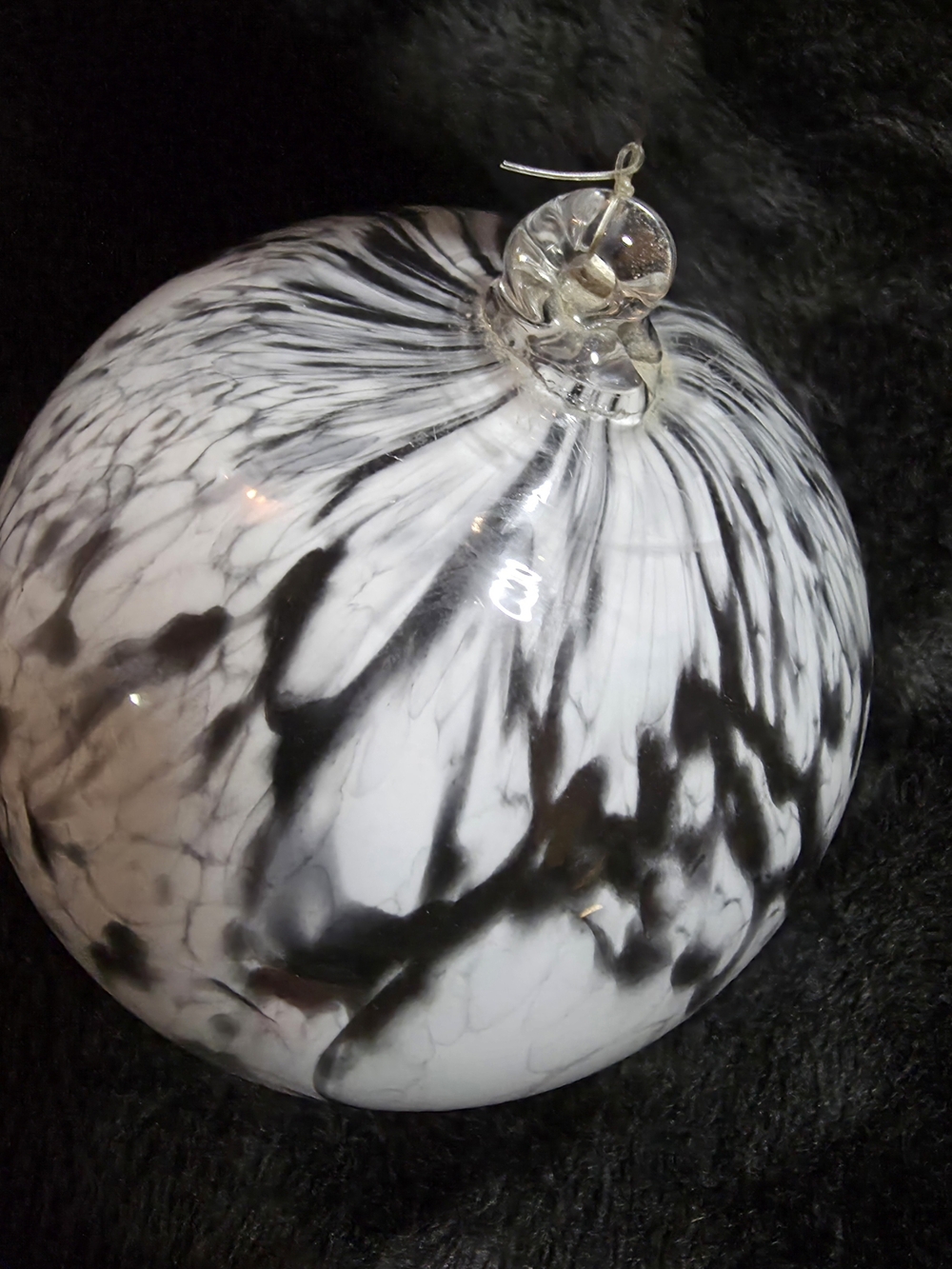 Studio Art Blown Glass Witch Ball Orb Ornament 4"